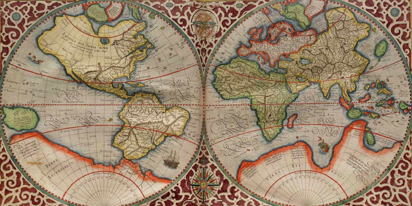 Carte du monde selon Mercator au 16e siècle